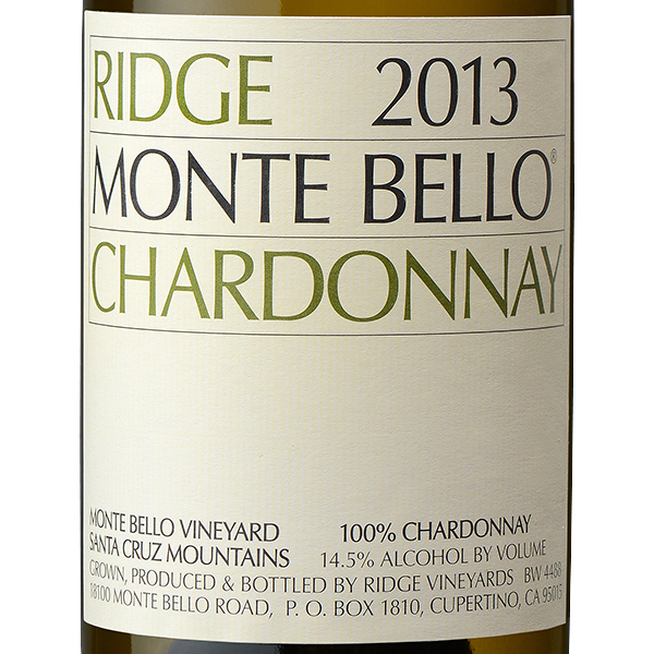 2013 リッジ・シャルドネ・モンテベロ リッジヴィンヤーズ ◎(Chardonnay Monte Bello 2013 ◎)(その他カリフォルニア)  AEON de WINE