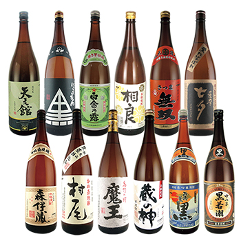 人気の3品入り!! 贅沢芋焼酎一升瓶 12本セット(SYOCHU 12 bottle set)