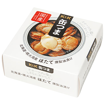 【FOOD de WINE】缶つま 北海道･噴火湾産ほたて燻製油漬 55g / 国分(KANN TSUMA SCALLOP)