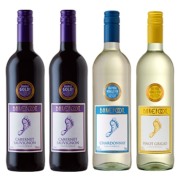 【セット】テーブルワイン全米No.1「ベアフット」お試し4本セット / E.＆J.ガロワイナリー◎(BAREFOOT 4 bottle set◎)