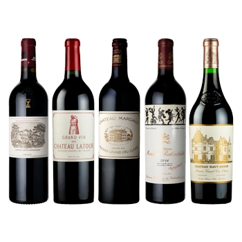 【セット】パーカーポイント100点入り、メドック格付1級ボルドー5大シャトー５本セット / オリジナル★(Bordeaux Grand Cru 5  bottle set)