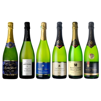 【セット】金賞入り！フランス周遊！全てシャンパン製法 辛口白泡飲み比べ 6本セット / オリジナル◎(6 mixed bottles of French Creman & sparkling wine◎)