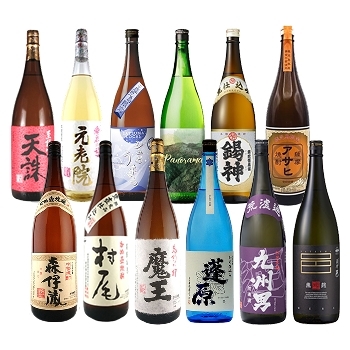 人気の3品入り!! 贅沢焼酎　一升瓶　12本セット(Includes 3 popular items!! Luxury shochu 1 shochu bottle set of 12)
