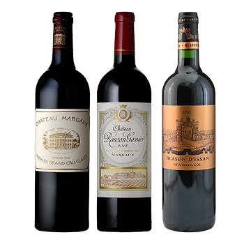 【セット】格付け1級「シャトー・マルゴー」入り　マルゴー地区ワイン 3本セット★(Set of 3 Margaux wines including the 1st class Chateau Margaux)