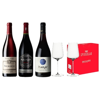 【セット】バイヤー厳選ピノ・ノワール3本＆グラス２脚セット★(Buyer's carefully selected Pinot Noir (3 bottles) & 2 glasses set)