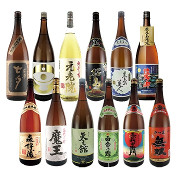 【ゆく年くる年予約】鹿児島本格焼酎一升瓶12本セット(Kagoshima Honkaku Shochu 1.8L Bottle Set of 12)