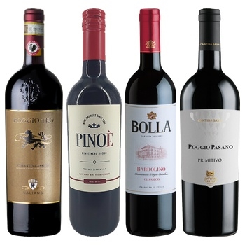 【プレミアム予約2026】イタリアの個性を味わう赤ワイン4本セット(Italian wine comparison set)