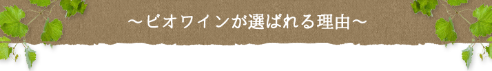 ～ビオワインが選ばれる理由～