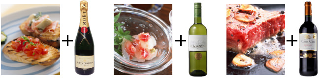 - 泡は軽食、白は魚料理、赤は肉料理が定番の組み合わせ! -