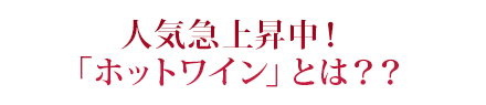 人気急上昇中！
「ホットワイン」とは？？