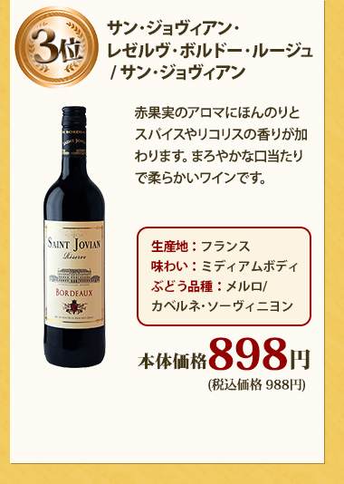 サン･ジョヴィアン･レゼルヴ･ボルドー･ルージュ