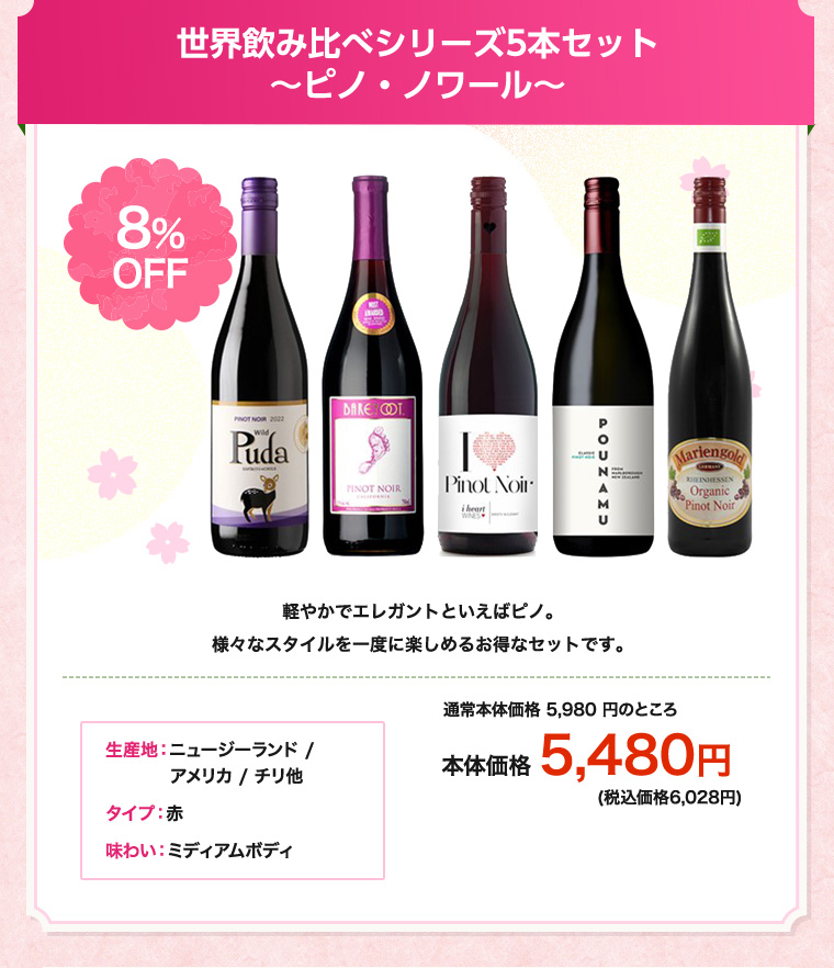 世界飲み比べシリーズ5本セット～ピノ・ノワール～