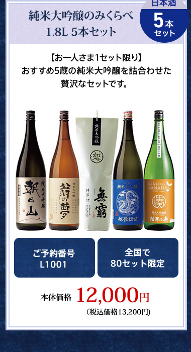 純米大吟醸のみくらべ 1.8L 5本セット
