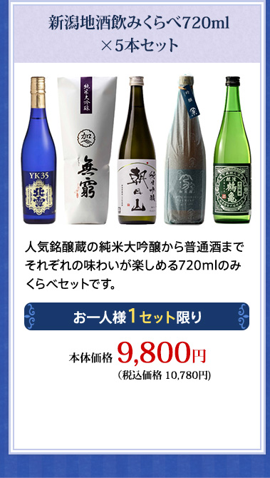 新潟地酒飲みくらべ720ml×5本セット