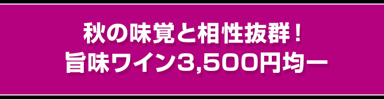 秋の味覚と相性抜群！旨味ワイン3,500円均一