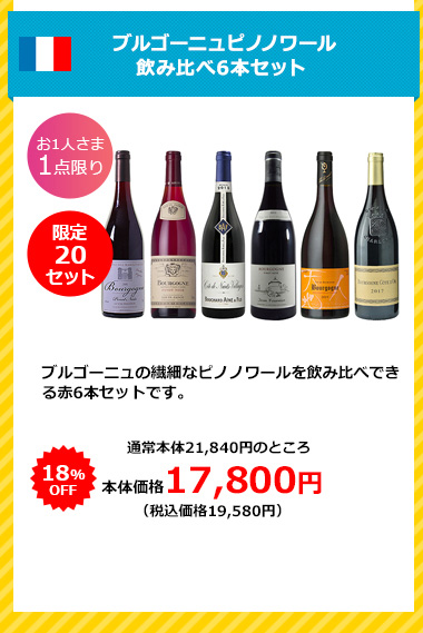 ブルゴーニュピノノワール飲み比べ6本セット