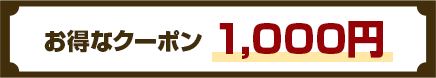 使えるクーポンはこちら!お得なクーポン1,000円