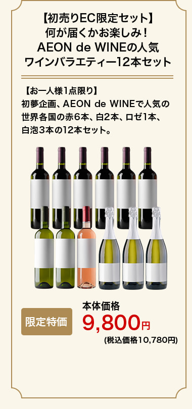 【初売りEC限定セット】何が届くかお楽しみ！AEON de WINEの人気ワインバラエティー12本セット