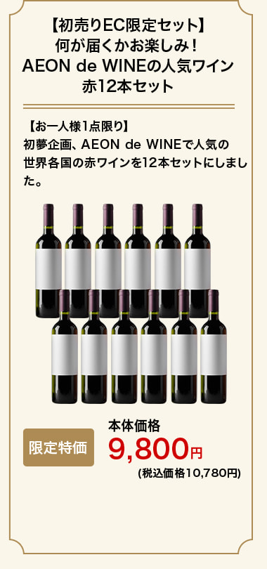 【初売りEC限定セット】何が届くかお楽しみ！AEON de WINEの人気ワイン赤12本セット