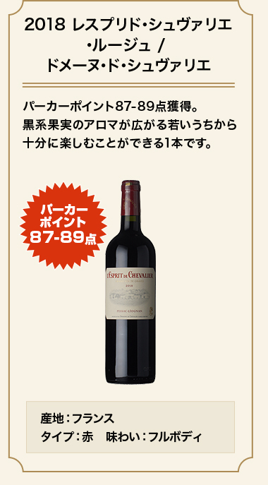 2018 レスプリド･シュヴァリエ･ルージュ / ドメーヌ･ド･シュヴァリエ