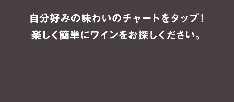 自分好みの味わいのチャートをタップ！楽しく簡単にワインをお探しください。